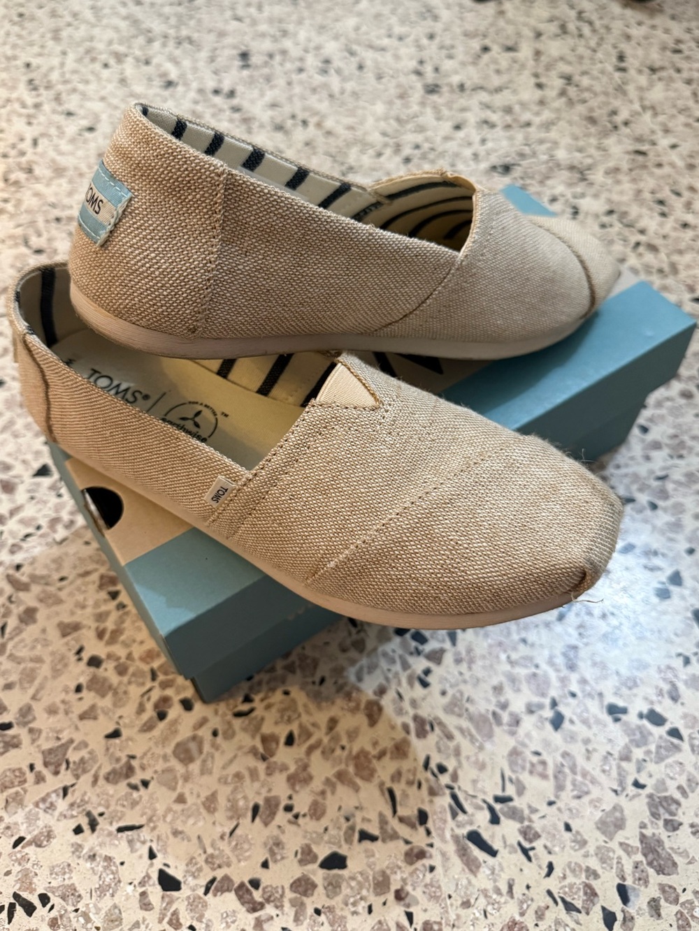 TOMS Beige Canvas Slip-On Espadrille Alpargata